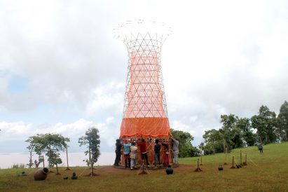 Warka Water's water-collecting tower