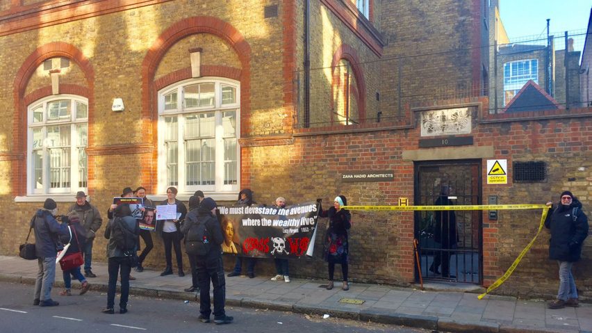Activists protest at Zaha Hadid Architects’ office over Patrik Schumacher speech