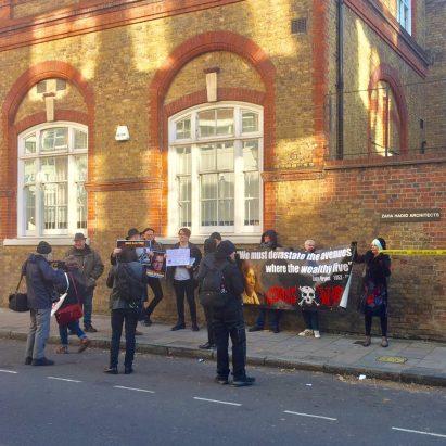Activists protest at Zaha Hadid Architects’ office over Patrik Schumacher speech