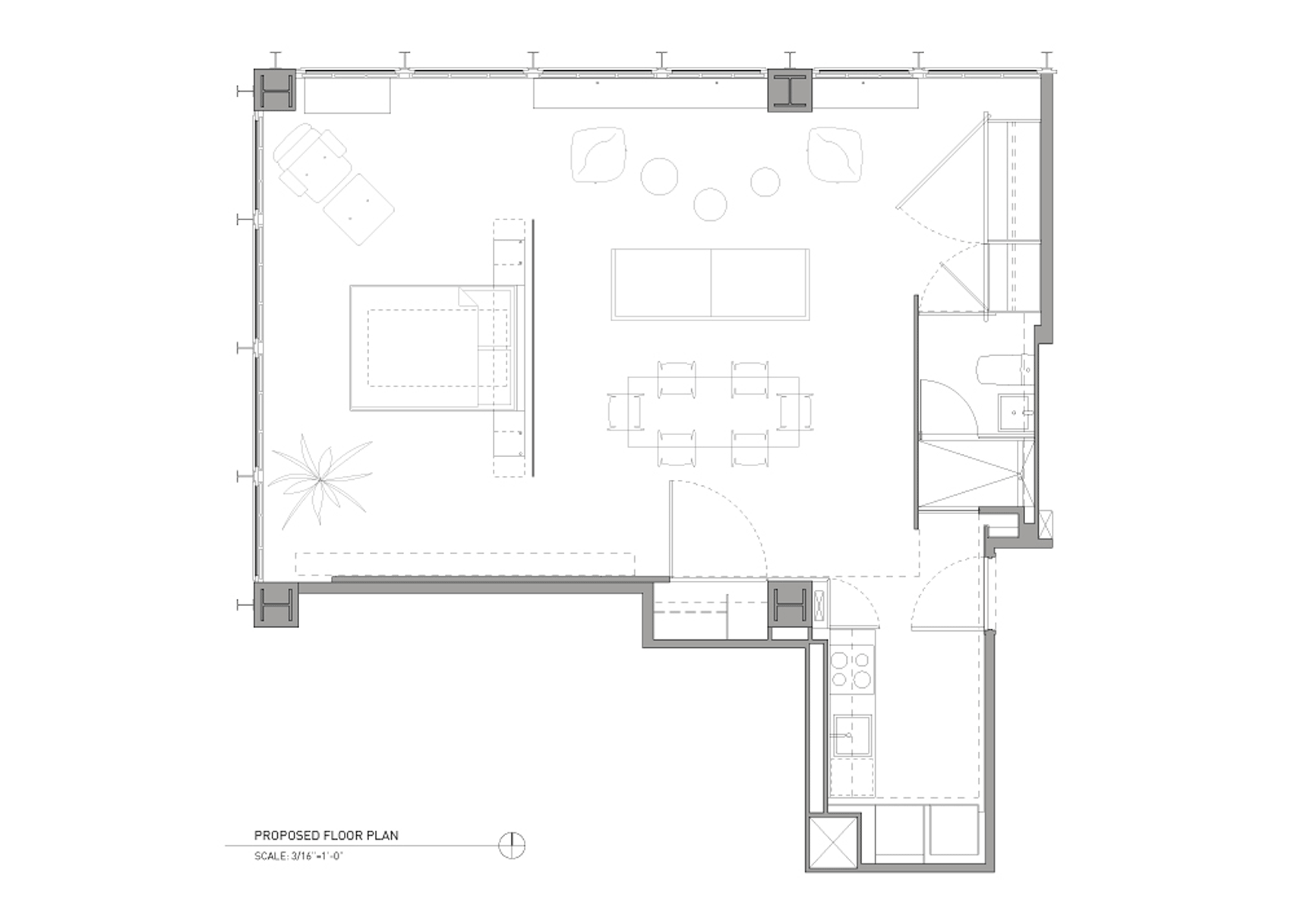 Plans of Vladimir Radutny Architects' Unit 3E apartment in Chicago