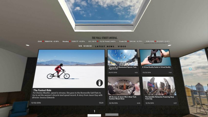 Wall Street Journal launches architect-designed virtual-reality app for reading the news