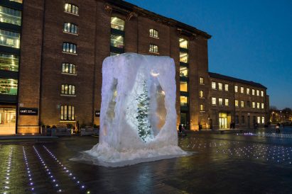 Alex Chinneck Christmas tree at Kings Cross