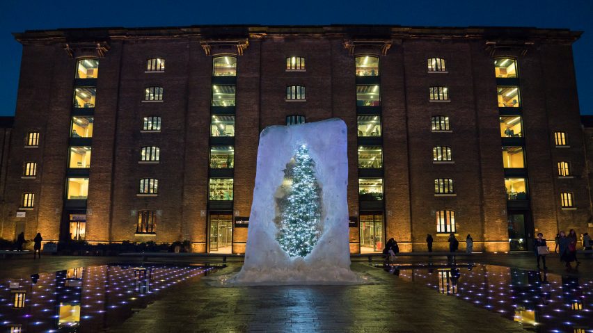 Alex Chinneck Christmas tree at Kings Cross