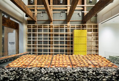 Bake by Yusuke Seki with a Lego counter displaying cheese tarts