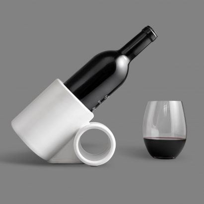 3D-printed wine tilt keeps bottle at optimum angle for aeration