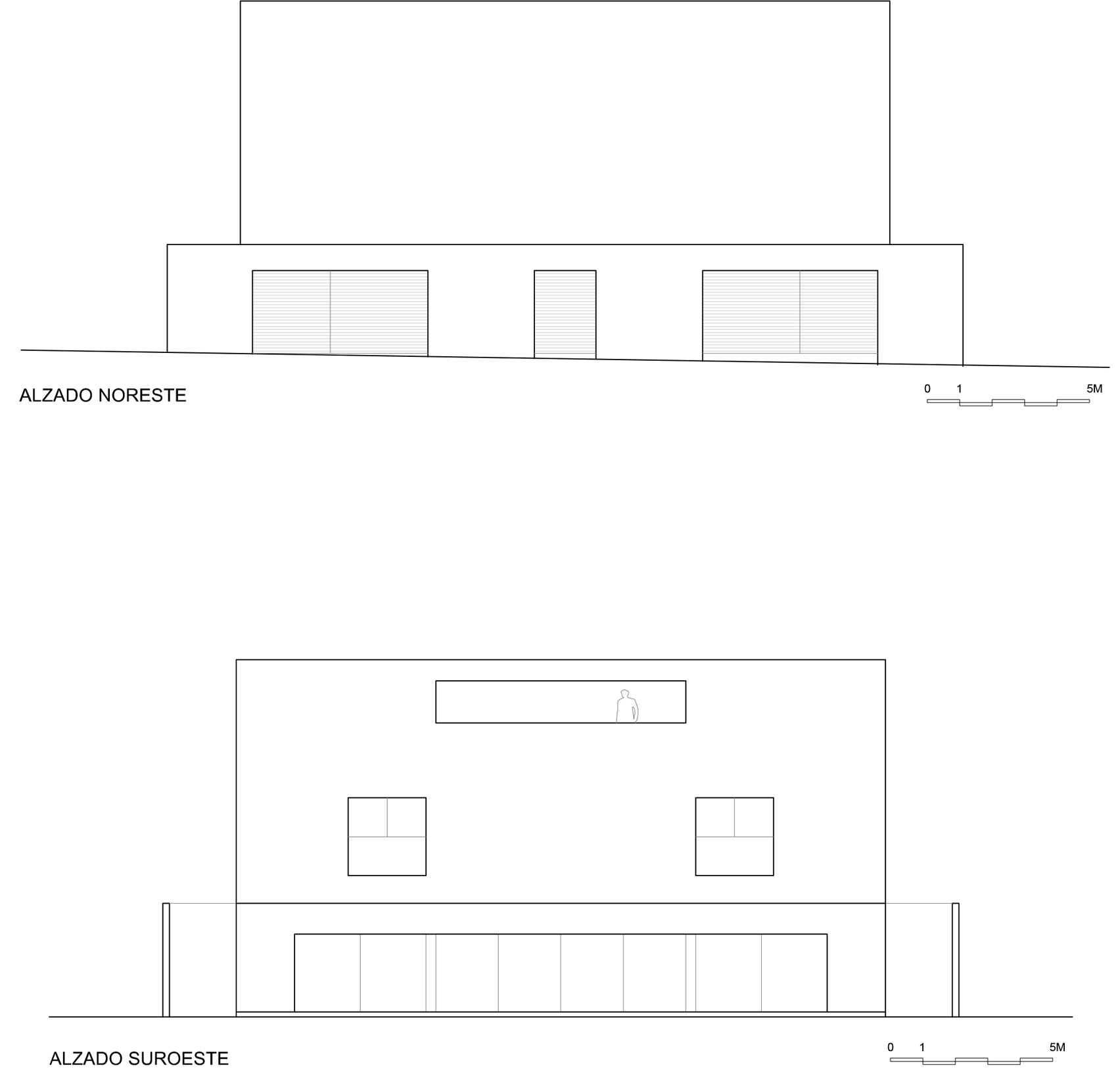 Domus Aurea by GLR Arquitectos and Alberto Campo Baeza, front and back elevations