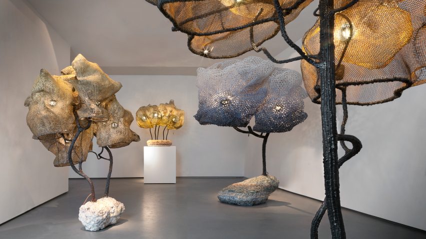 Nacho Carbonell fills Paris gallery with giant cocooned lamps