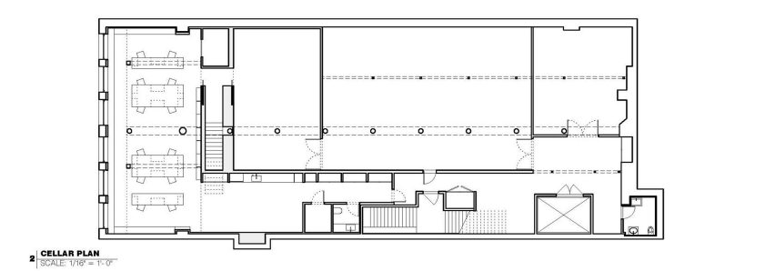 Cellar plan of Peter Freeman Gallery in New York by Toshiko Mori Architect