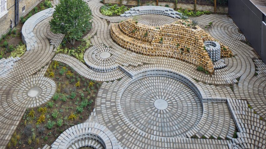 Swirling brick circles form back garden for South London Gallery
