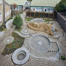 Swirling brick circles form back garden for South London Gallery