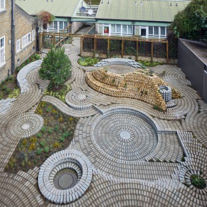 Swirling brick circles form back garden for South London Gallery