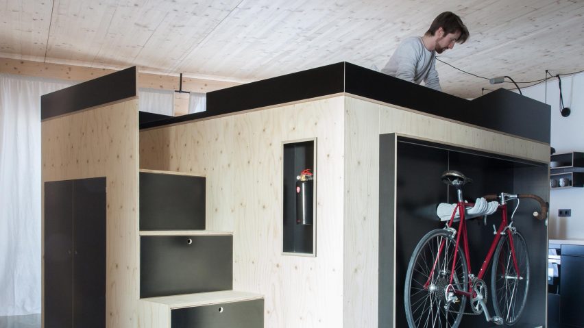 Nils Holger Moormann creates space-saving living cube for micro apartments