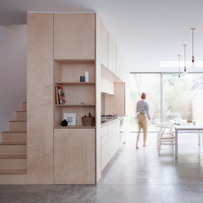 Larissa Johnston arranges minimal London home around plywood box