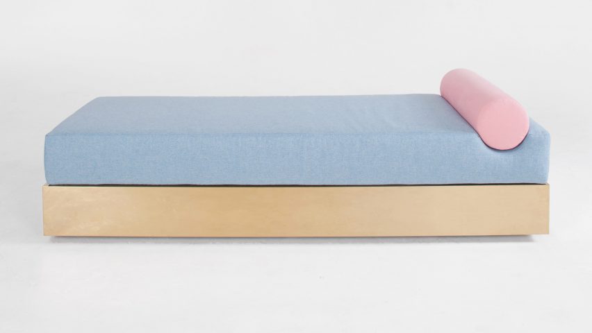 Lim + Lu designs daybed collection in pastels and brass