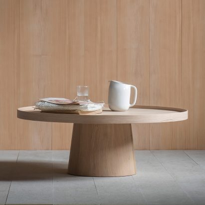 Pinch bases Rodan coffee table on Shaker storage box