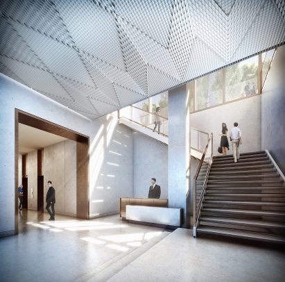 Lobby of Studio Gang's Solar Carve Tower for New York