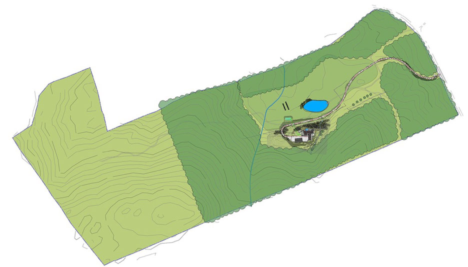 Taghkanic House by Hariri & Hariri - site plan with terrain