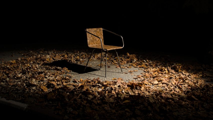 Šimon Kern makes chair from recycled fallen leaves