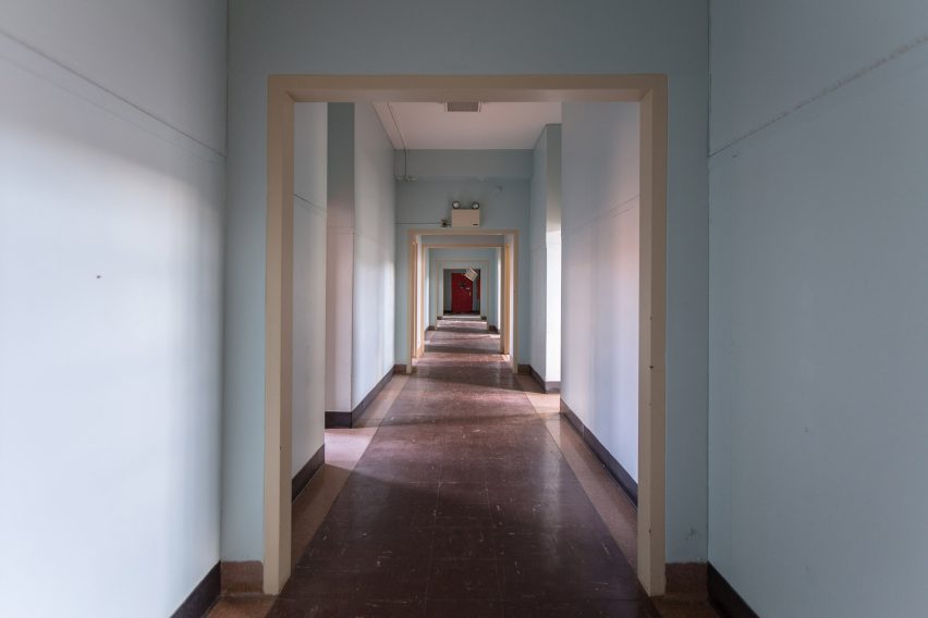 Communal ward hallway Matt Van der Velde Architecture Abandoned Asylums Interior Jonglez Publishing