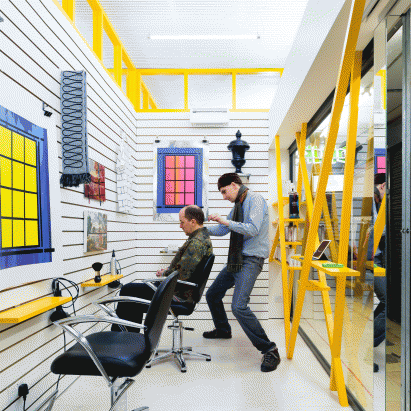 Sam Jacob designs Peckham hair salon where clients look at artwork instead of themselves