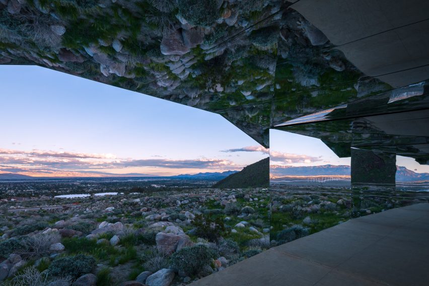 Mirage by Doug Aitken, an installation that is a part of an exhibition called Desert X, curated by Neville Wakefield
