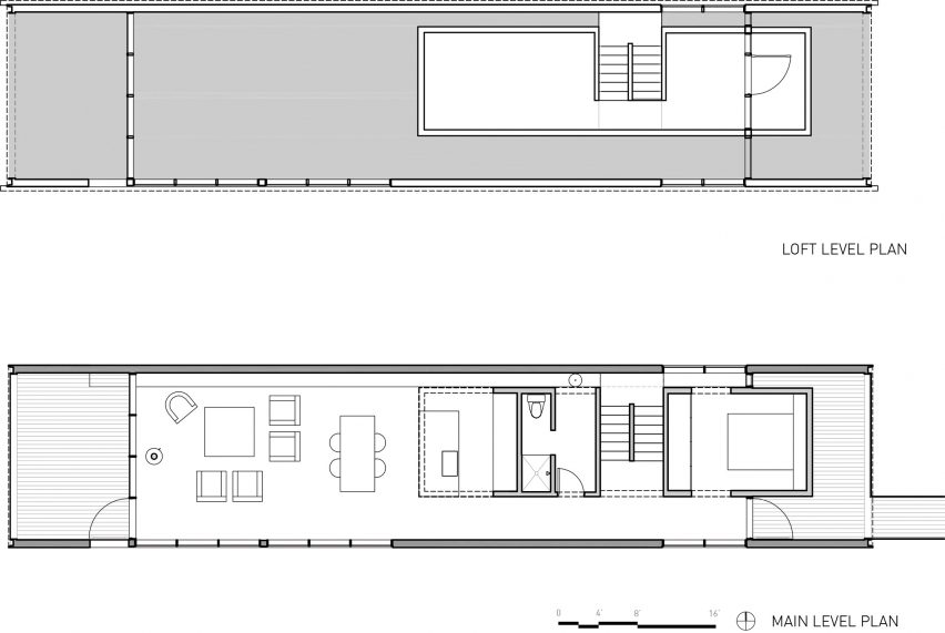 Ground and loft level plans Junsei House by Suyama Peterson Deguchi