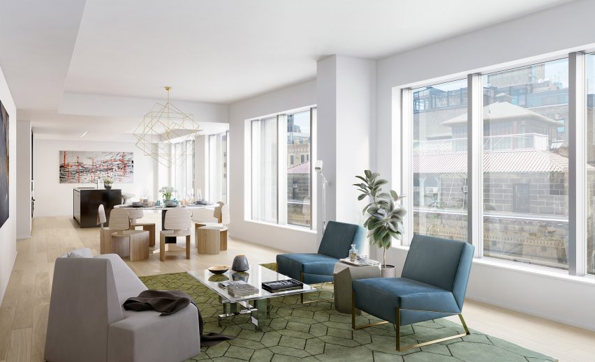 Penthouse Living Room 121 E 22nd St OMA Rem Koolhaas Residential Tower