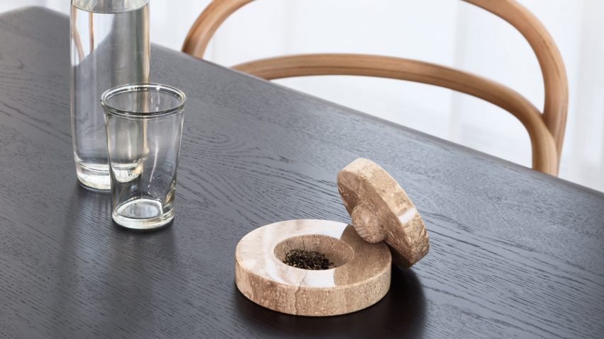 Mark Braun bases tabletop pestle and mortar on traditional millstones
