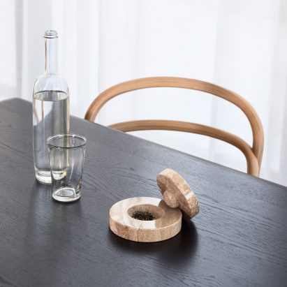 Mark Braun bases tabletop pestle and mortar on traditional millstones