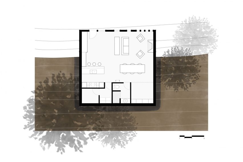 Plan for The Box, the Gangi Residence by Bamesberger Architecture