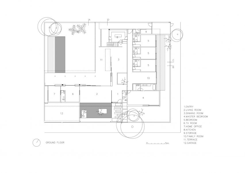 Plan of Casa Alto de Pinheiros by AMZ Arquitetos