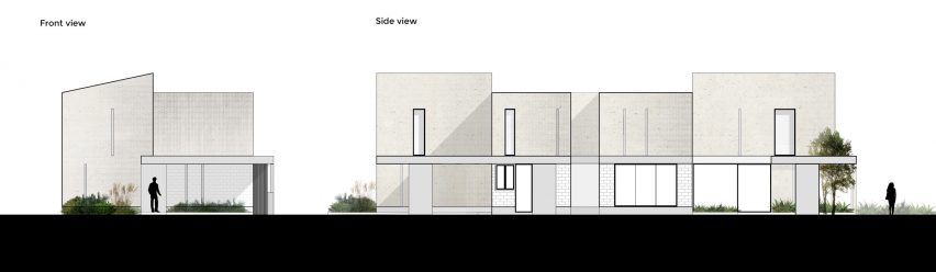 Elevation of Casa Zihuaren by Intersticial Arquitectura