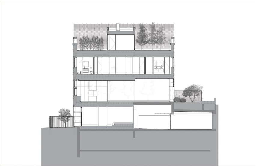 Section of Lincoln Park Townhouse by HBRA