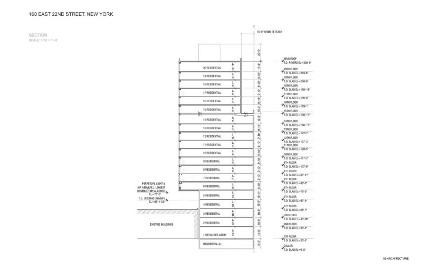 Plan of 160 East 22nd Street by S9 Architecture