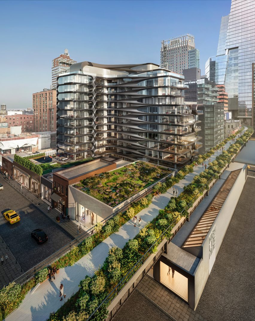 Galleries beneath Zaha Hadid's building on the Highline, by Related