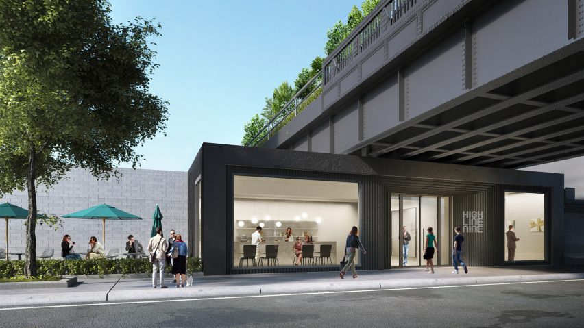Galleries beneath Zaha Hadid's building on the Highline, by Related