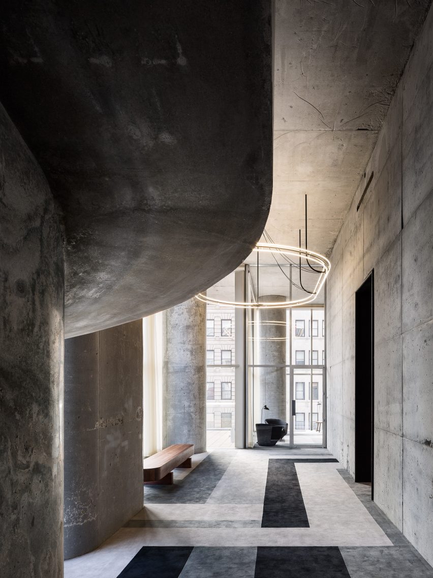 Interior of amenities of 56 Leonard by Herzog & de Meuron
