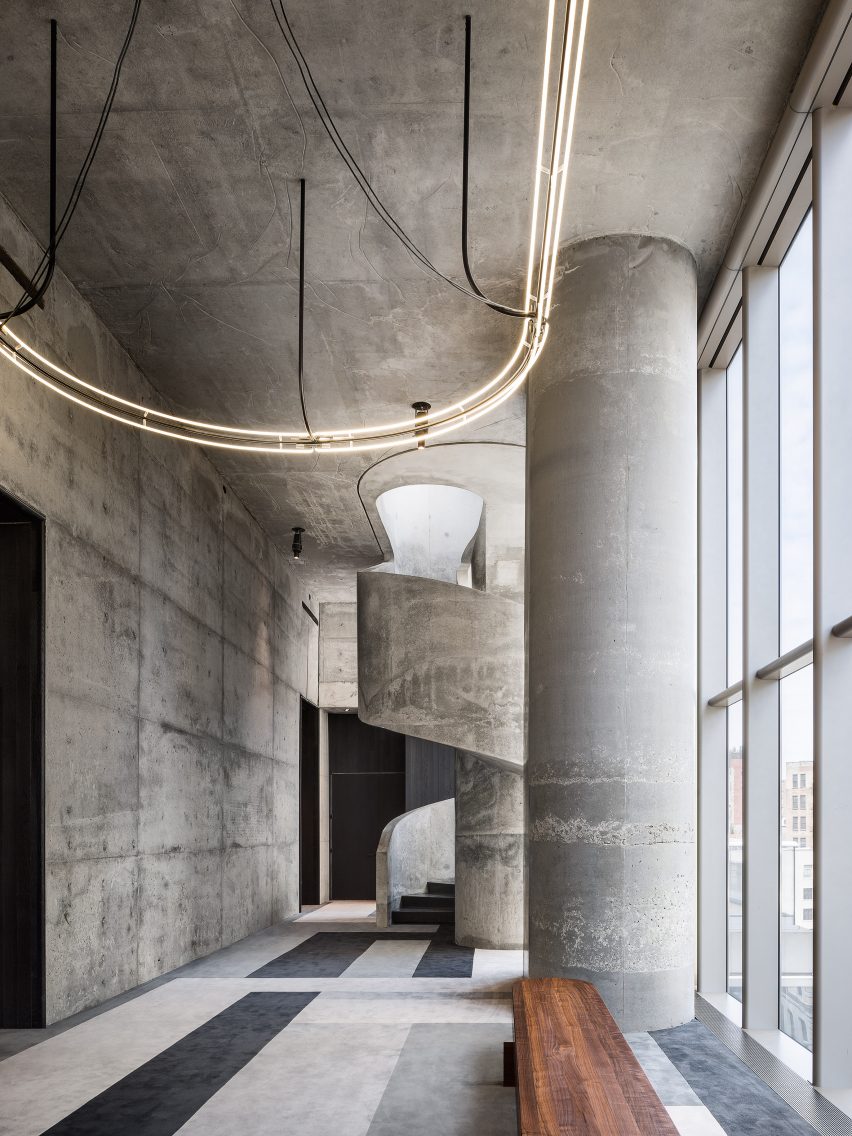 Interior of amenities of 56 Leonard by Herzog & de Meuron
