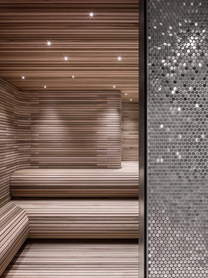 Interior of amenities of 56 Leonard by Herzog & de Meuron