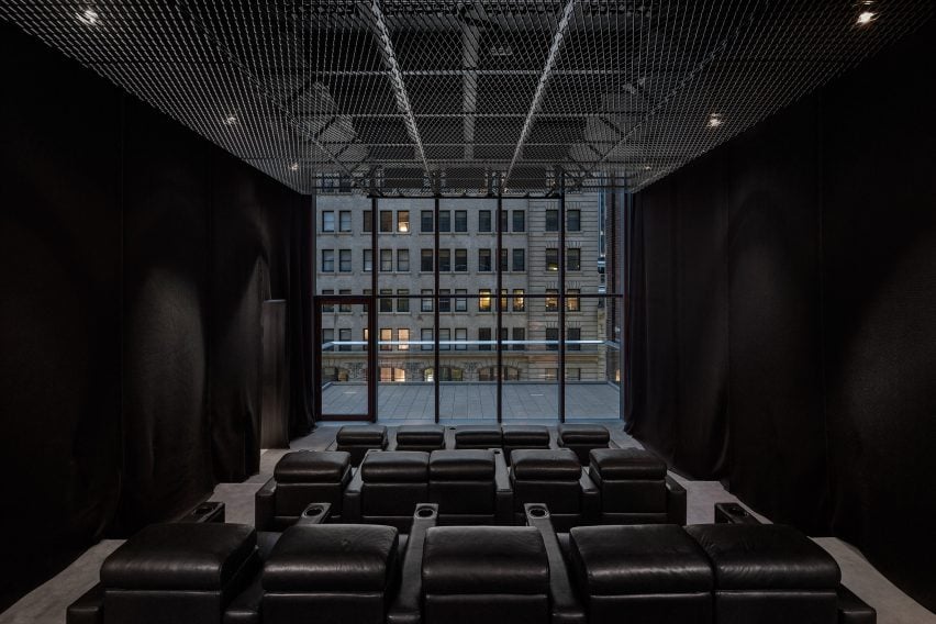 Interior of amenities of 56 Leonard by Herzog & de Meuron