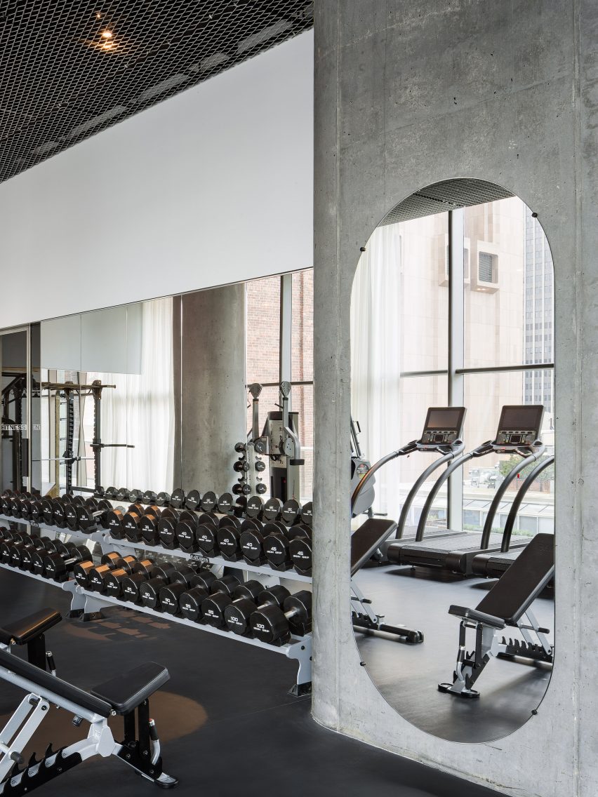 Interior of amenities of 56 Leonard by Herzog & de Meuron