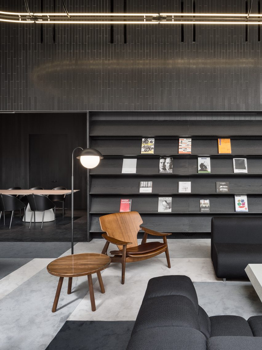 Interior of amenities of 56 Leonard by Herzog & de Meuron