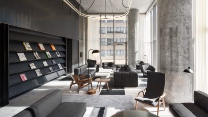 Interior of amenities of 56 Leonard by Herzog & de Meuron