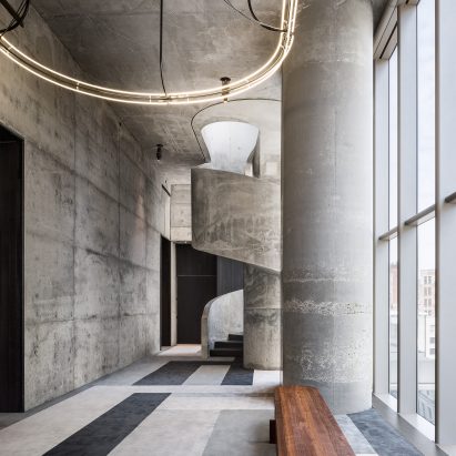 Interior of amenities of 56 Leonard by Herzog & de Meuron