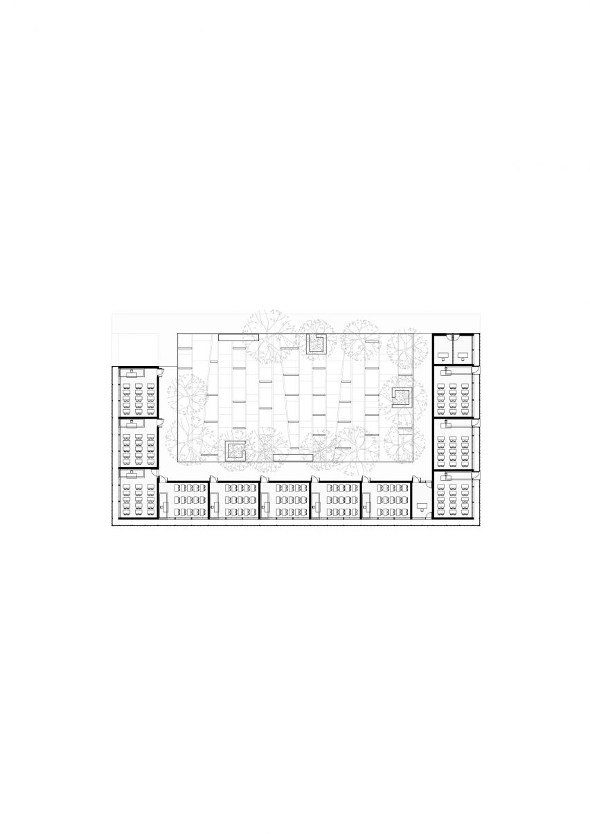 Plan for Jean Mermoz School and Pavilion by Guillermo Hevia García and Nicolás Urzúa Soler