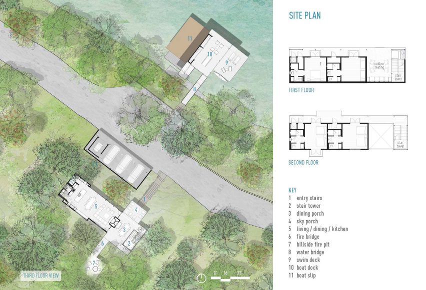 Site plan for Blue Lake Retreat by Lake Flato