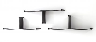 The Bouroullec brothers' Baleno shelves are made from soft thermoplastic that bends under the weight of books