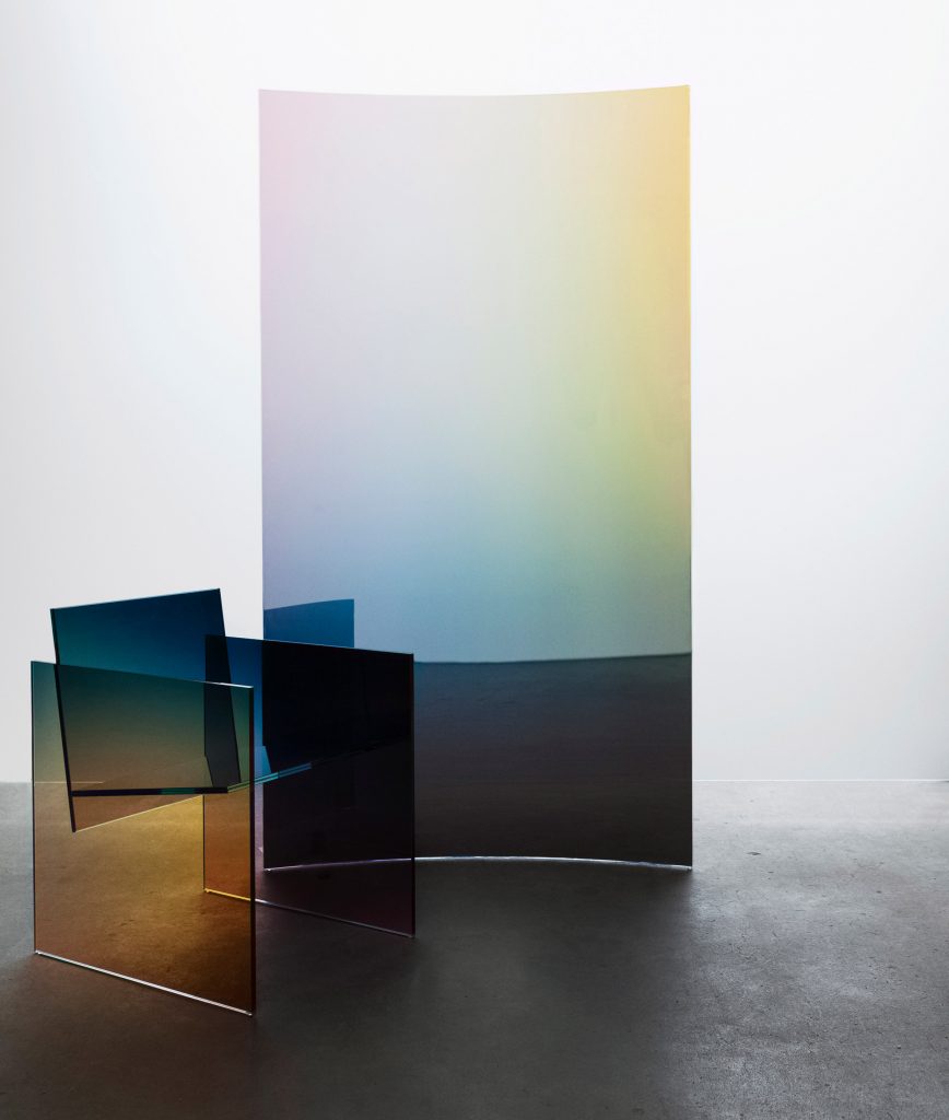 Ombre glass screens and chairs by Germans Ermičs