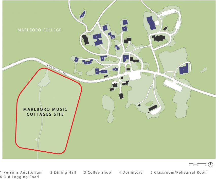Site plan of Marlboro Music Cottages by HGA