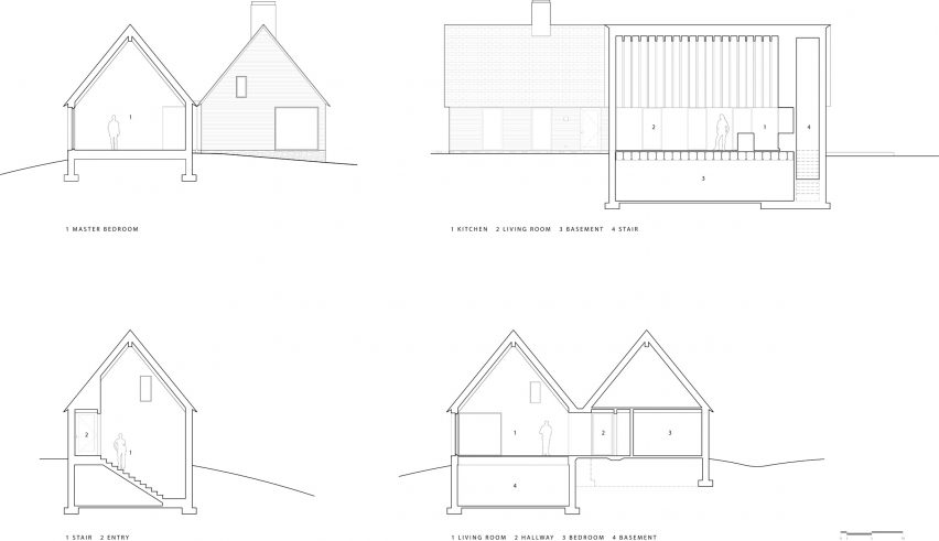 Section and elevation of Marlboro Music Cottages by HGA